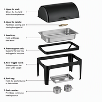 Chauffe-Plats Professionnels KUNTAI en Acier Inoxydable 9L – Ensemble Buffet Chafing Dish pour Traiteur, Équipement de Restauration à Alcool, Économique
