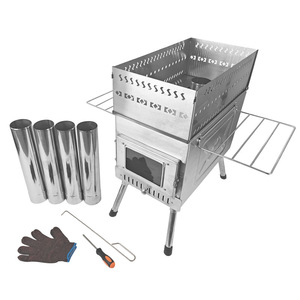 Poêle à <span class=keywords><strong>bois</strong></span> portable en acier inoxydable pour tente, sauna de camping avec panier à pierres pour bain de vapeur extérieur - Product Image 4