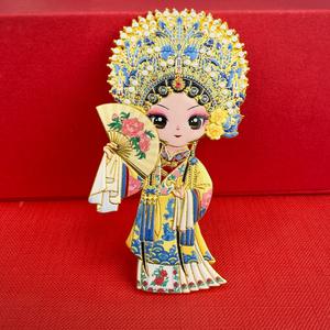 Aimant de réfrigérateur en métal, motif masque d'opéra de Pékin, avec motifs Mu Guiying, Guan <span class=keywords><strong>Yu</strong></span>, Yang Guifei, 7-9 cm, cadeau touristique créatif et culturel - Product Image 5
