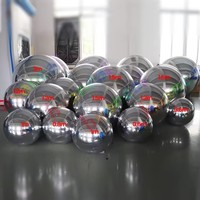 Grande boule disco gonflable en PVC, argentée brillante, multicolore, résistante aux intempéries, pour événements commerciaux et centres de divertissement