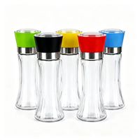 Bouteille en verre haute avec moulin en plastique, kit moulin à sel et poivre en plastique, bouteille en verre transparente avec bouchon moulin en plastique