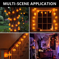 Guirlandes lumineuses LED Yuntu pour Halloween, citrouille, fantôme, chauve-souris, araignée, crâne, décorations féériques, blanc chaud, 2 m, 10 lumières