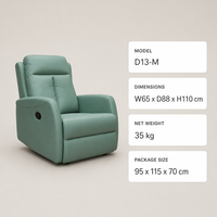Manueller Relaxsessel Einzelner Sofastuhl Silikonleder-Sessel mit Fußstütze Hohe Rückenlehne Wohnzimmer-Lounge Heimkino-Lesesessel