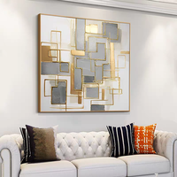 Peinture abstraite géométrique texturée dorée sur toile, art mural moderne, grand format, feuille d'or brillante, décoration murale bohème pour hôtel