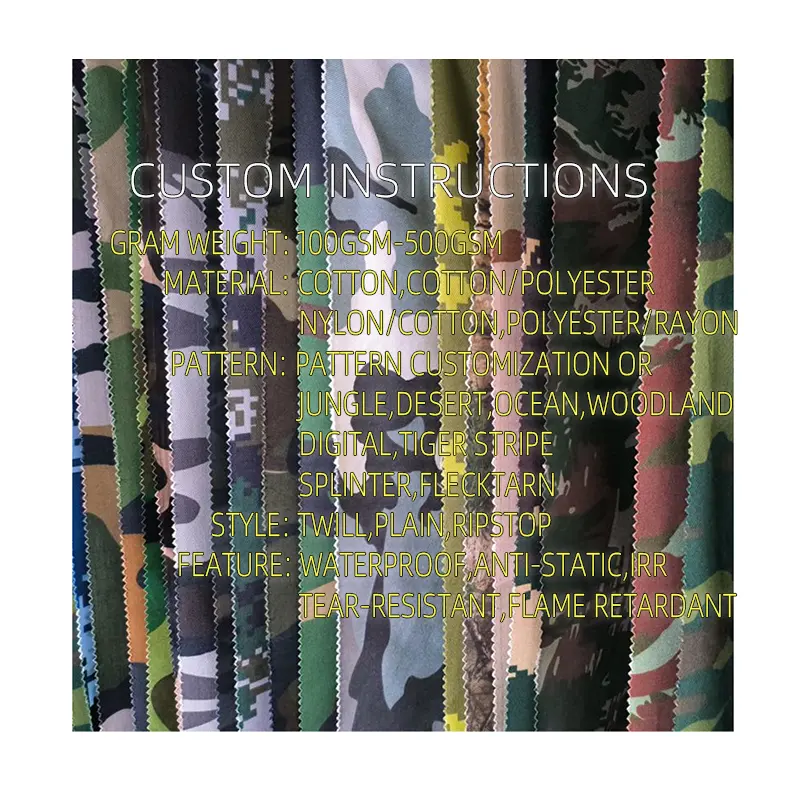 Fabric Customization 80% Polyester 20% Cotton 215gsm Medium Weight TWill Camouflage Fabric For Uniform