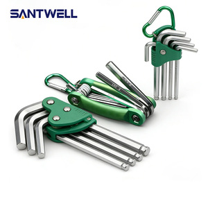 Juego de Llaves Allen Plegables Santwell de 8 Piezas, Llaves Hexagonales de Acero Cromado con Gancho Mosquetón para Reparaciones DIY - Product Image 1