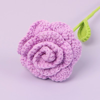 Crochet fleur décoration de la maison à la main Simulation tissé artificiel Crochet fleurs Bouquet éternel fil Rose tricoté fleur