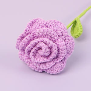 Flor de ganchillo decoración del hogar simulación hecha a mano tejida flores de ganchillo artificiales ramo hilo eterno Rosa Flor de punto - Product Image 6