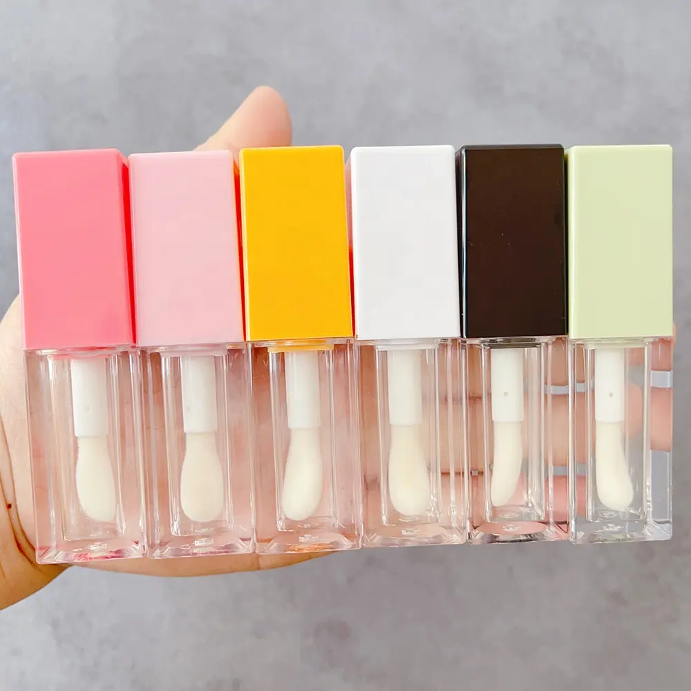 JIE MEI-varita de brillo de labios vacía, recipiente cuadrado de brillo de labios, con tapa negra, blanca y rosa, 6ML, en oferta