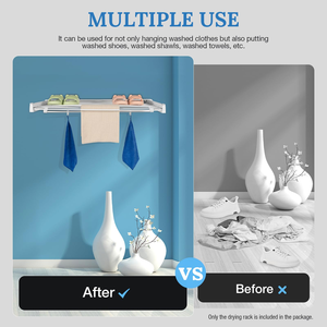Séchoir à linge rétractable et pliable pour balcon, en métal, gain de place, porte-serviettes mural, porte-vêtements - Product Image 2