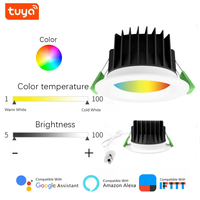 Tuya Zigbee LED Downlight 10W 90mm RGB Dimmable Home Lamp WIFI pour Bluetooth Spot pour l'Europe AC110v 220v Intelligent Lights