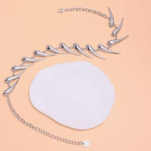 Collar con Colgante de Lágrima con Puntas Estilo Europeo Americano, Aleación de Zinc, Joyería de Moda para Mujer, Color Blanco K X4 X742 - Product Image 4