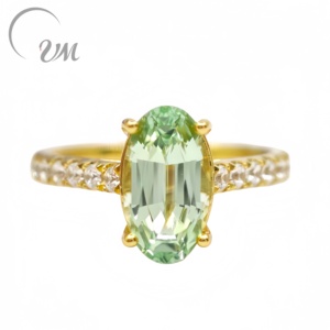 แหวนเงินแท้ 925 ประดับเพทายปาปาลาชาเคลือบทอง 18K จาก UM jewelry เหมาะสำหรับใส่ทุกวัน ของขวัญวันครบรอบแต่งงาน สำหรับทั้งชายและหญิง - Product Image 1