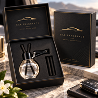 Diffuseur de parfum pour voiture, flacon rond noir suspendu 14 ml, diffuseur d'arômes pour voiture avec boîte