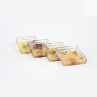 Sous-verre rond créatif en résine acrylique avec fleurs séchées, isolation thermique, pour boissons et tasses