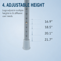 AndCare Commode de chevet en acier, capacité 100 kg, pour personnes âgées et handicapées - Fournitures de thérapie de réadaptation