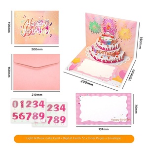Tarjeta <span class=keywords><strong>de</strong></span> Felicitación 3D con Música y Luces, Diseño <span class=keywords><strong>de</strong></span> Pastel <span class=keywords><strong>de</strong></span> <span class=keywords><strong>Cumpleaños</strong></span> con Fuegos Artificiales, con Sobre y Nota - Product Image 6