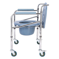 Vente en gros Chaise d'aisance mobile pliante à roulettes Adultes âgés handicapés Seau de toilette Salle de bain Équipement de sécurité pour la réadaptation