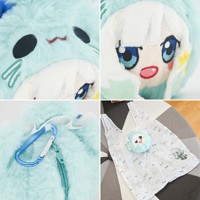 Sac écologique personnalisé à faible MOQ avec peluches pour figurines de dessins animés promotionnelles, porte-clés en peluche avec sac de courses pliable