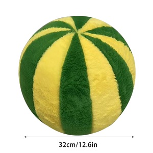 Xmas Gift Teddy Fleece Ball Shaped Red & White Christmas <b>Throw</b> Pillows Decorative Peppermint Pillow - Product Image 5