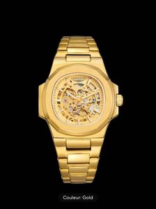 Reloj mecánico automático deportivo LONGLUX 8057 para hombre, resistente al agua, 50M, zafiro, acero inoxidable, reloj para hombre - Product Image 6