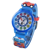 Montre-bracelet réglable pour enfants Bracelet de dessin animé Bleu ciel Rose Rouge Mouvement à quartz Affichage du cadran Bracelet en silicone Fenêtre en verre