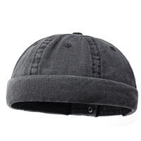 Casquette Docker en coton délavé avec logo personnalisé, 6 panneaux, réglable, sans visière, avec boucle métallique pour hommes et femmes