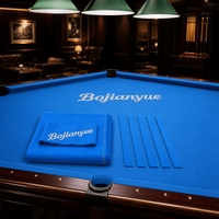Ensemble de feutre de billard professionnel gris moyen avec 6 bandes prédécoupées et accent de coin doré, style table