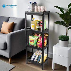 Étagère de rangement en plastique PP à 4 niveaux multi-usages pour salle de bain, salon, <span class=keywords><strong>cuisine</strong></span> et bureau - Product Image 4