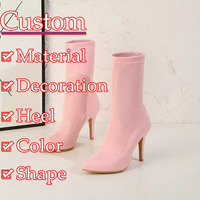 Chaussures pour femmes en tissu extensible, de couleur bonbon néon imprimé peau de serpent, à bout pointu, talons hauts, semelles en cristal transparentes, bottines de grande taille