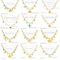 Colliers Mlluki en acier inoxydable plaqué or 18 carats avec pendentifs en forme de cheval de mer, étoile de mer, coquillage, fleur, cœur et soleil, collection été, breloques 316