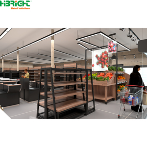 Étagères de supermarché double face, présentoirs de vente au détail bleus et verts, rayonnages pour magasins d'alimentation - Product Image 2