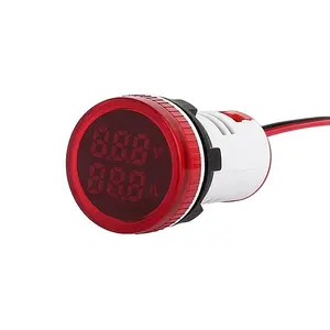 LED Dual Display AC Voltmeter Ammeter 0 to 100A 60 to 500V 22mm Round Digital Voltage Current Tester Panel Instrument Indicator