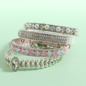 Colliers pour animaux de compagnie mignons avec perles et strass pour chiens et chats de petite et moyenne taille, style bijoux tendance toutes saisons - Product Image 1