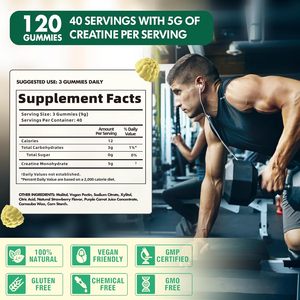 Gummies de créatine monohydrate en marque privée OEM/ODM pour la musculation, compléments pré-entraînement pour adultes - Product Image 2