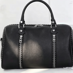 Sac à main portable en PU noir grain litchi, design moderne et personnalisé pour femme, vente en gros, durable et tridimensionnel - Product Image 3