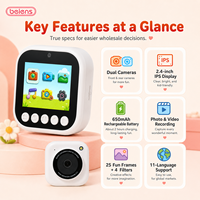 Cámara Digital para Niños con Pantalla IPS de 2.4 Pulgadas, Lente Dual, 48MP HD, Diseño Mini de Bolsillo, Grabadora de Video, Juguete C2, ABS y Silicona