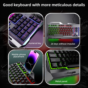 Hot bán kim loại màng chơi <span class=keywords><strong>Game</strong></span> bàn phím và chuột RGB Backlit bàn phím và chuột kim loại Gamer teclado meanic - Product Image 5