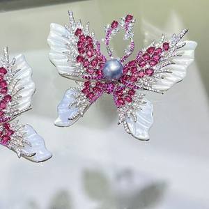 เข็มกลัดแฟชั่นหรูหราสไตล์ฝรั่งเศส รูปผีเสื้อหลากสีสัน ประดับด้วยน้ำทะเล ดีไซน์แบบยุคกลาง ประดับปกเสื้อ  งานออกแบบใหม่ - Product Image 2