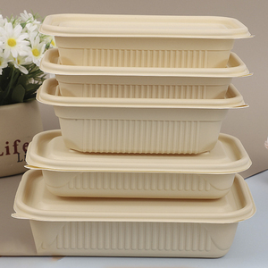 Contenedor Cuadrado para Comida Rápida con Logotipo Personalizado en Relieve, Biodegradable, de Grado Alimenticio, Hecho de Almidón de Maíz, Apto para Microondas, Calentable, para Azúcar - Product Image 2