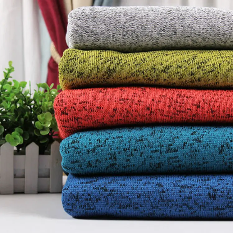 Agulha grossa feita de 100% poliéster, popular, design, tecido de lã escovado, lado, para suéter de melange