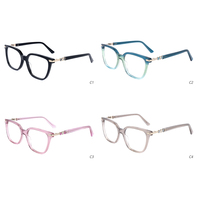 Monture de lunettes Accents métalliques Anti-acétate bleu Monture de lunettes optiques pour femmes
