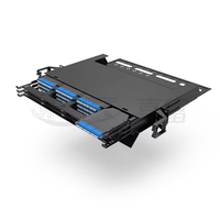 Panel Patch Fiber Modular JFOPT 1U 144 Core High Density MPO/MTP, Chassis 3 Tingkat Terisi Penuh, Hitam, Telekomunikasi FTTH G657A1