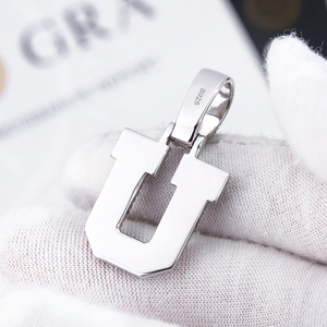 Colgante Personalizado de Plata de Ley 925 Chapado en Oro Blanco con Letras Iniciales de la A a la Z, con Incrustaciones de Moissanita, Estilo Hip Hop, Joyería Brillante con Diamantes - Product Image 3