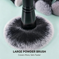 Ensemble de 15 pinceaux de maquillage noirs, poils synthétiques de qualité supérieure, manche en bois mat, kit cosmétique pour le fond de teint, le blush, les fards à paupières, pour femmes