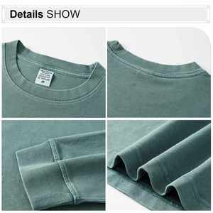 เสื้อยืดแขนยาวสำหรับผู้ชายโอเวอร์ไซส์ผ้าคอตตอน100% เรียบลายพื้นแบบหนาออกแบบได้ตามต้องการ260gsm - Product Image 4