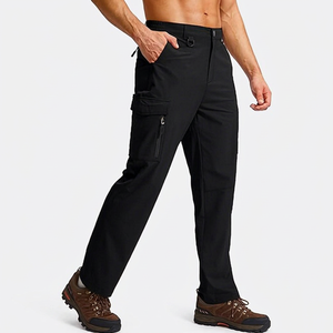 Mens Hiking Cargo Pants Midweight Straight Water Resistant Quick Dry Cotton Outdoor Tactical Multi Pockets <b>Camping</b> Elastic Waist - Product Image 1