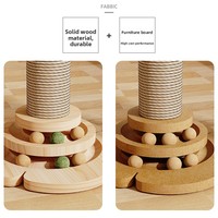 Griffoir vertical pour chat, structure en bois durable, disque rotatif, griffes tressées, design moderne, sûr, 44 cm