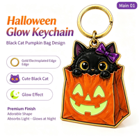 Porte-clés lumineux en alliage de zinc pour Halloween, pendentif fluorescent, décoration de sac à dos pour étudiant, petit cadeau de fête, vente en gros fabricant