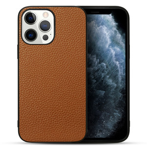 Cover per <span class=keywords><strong>iPhone</strong></span> 15 Pro Max 14 13 in Vera Pelle e TPU con Logo OEM Stampato, Custodia Protettiva Posteriore - Product Image 3